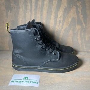 Dr. Martens Womens Shoreditch Combat Boots Black Canvas Pull Tab Ankle Lace Up 8